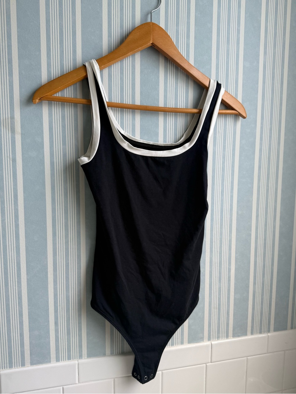 Abercrombie Black Tank Bodysuit with White Trim